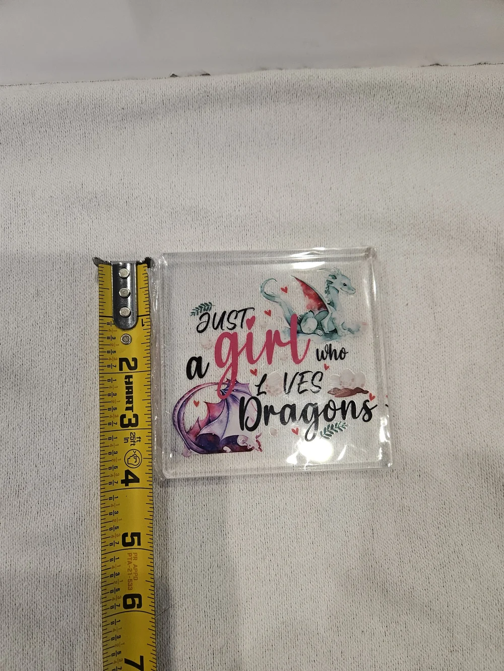 Just a Girl Who Loves Dragons Acrylic Block - Pink & Teal